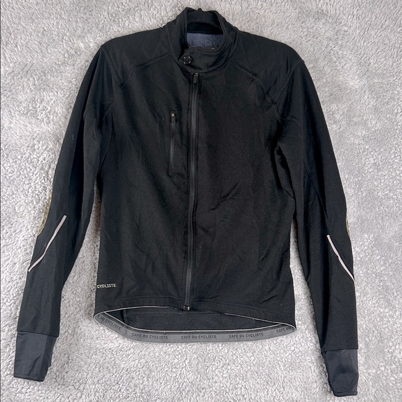 Cafe Du Cycliste Yolande Long Sleeve Full Zip Cycling Black Jersey Men’s Size L - Picture 1 of 16